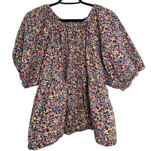 Old Navy Womens Babydoll Floral Top Sz XXL Cottagecore Feminine Boho Puff Sleeve